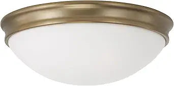 HomePlace by Capital Lighting 2032AD Hansen Transitional Soft White Glass Flush Mount Ceiling Light, 2-Light 200 Total Watts, 4" H x 13" W, Aged Brass