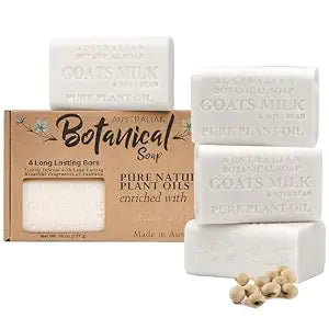 Australian Botanical Soap Goat Milk Soap Bars, 6.6 oz, Pack of 4, Gift Box