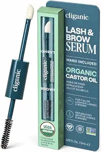 Cliganic Castor Oil Organic Cold Pressed, Eyelash & Eyebrow Serum,100% Pure