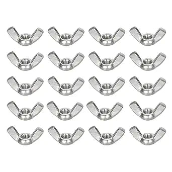 uxcell #10-24 Wing Nut 25 Pcs, 304 Stainless Steel Butterfly Wing Nuts Fasteners Parts Hand Twist Tighten Wing Nuts for Machinery Electronic Equipment DIY, Silver
