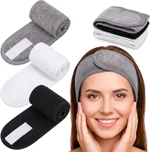 3 PCS Ultra Soft Adjustable Facial Headbands for Face Washing, Spa Headband