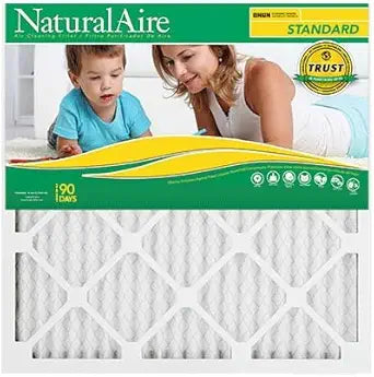 NaturalAire Standard 20X20X1 HVAC Furnace Pleated Air Filter 84858.012020, 12 Pack MERV 8, Durable High-Airflow Desgin, Traps Harmful Household Airborne Particles, Lint, Dust, Debris, 90-Day Use
