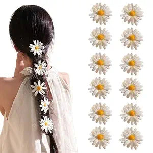 10 Pcs Flower Hair Clips Sweet Daisy Hairpins White Floral Hair Barrettes Alligator Clips for Women Braid Hair Decoration Spring Summer Beach Party Wedding Bridal Shower Hair Accessories