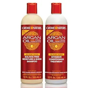 Creme of Nature Curly Hair Argan Oil Shampoo & Conditioner Set, 2-Pack