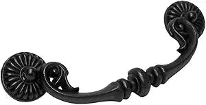 10-Pack 5 C-C Vintage Style Dark Antique Black Bail Drawer Pull Drop Swing Handles Cabinet Knob Kitchen Hardware 128 mm 5 Inch Center Hole Distance (10)