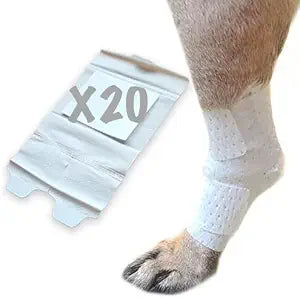 PawFlex Joint and Large Area Wound Bandages for Dogs Cats & Other Pets. Great for Leg Joint sprains and Tail Injuries! Non Adhesive Breathable Non-Slip Disposable Washable Value Pack (2XS/XS 20pk)