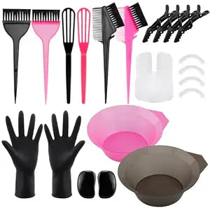 YOOVR 24Pcs Hair Dye Kit, Dual-Color Brush and Bowl Coloring Tool Set