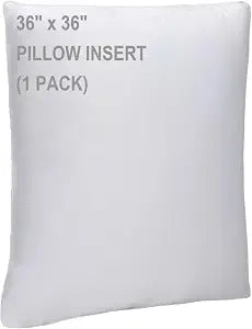 WINGLAM 36x36 Inch Throw Pillow Insert, Hypoallergenic Down Alternative Square Decorative Pillow, Ultra Soft Lightweight Polyester Sham Stuffer for Couch Bed Sofa, 1 Pack White