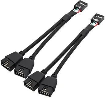 OwlTree 2 Pack Motherboard 9 Pin USB 2.0 to Dual 9 Pin Extension Splitter