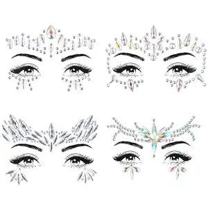 4 Sheets Acrylic Face Gems for Women and Girls, Rhinestone Forehead Jewels