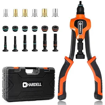 HARDELL Rivet Nut Tool Kit, 14" Rivnut Tool with 80 Rivet Nuts & 6 Mandrel