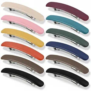 12 Pcs 3.5-In Barrettes Flat Hair Clips for Women Girls French Accessories
