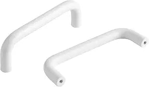 5 Pack Bright White Cabinet Pulls 3.8 Inch (96mm) Hole to Hole Drawer Handles Modern Closet Pulls for Cabinets and Drawers Curved Tray Handles(5, Bright White, 3.8 Inch(96mm))