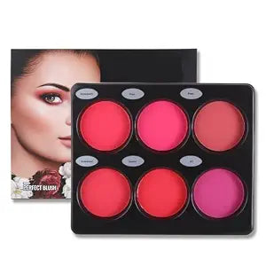 6-Colour Blush Palette, Long Lasting High Pigment Matte Pressed Powder Blush for Cheeks, Matt Shimmer Pressed Powder Blush, Face Matte Pink, Peach, Rose Palette Blush. (01, Color)