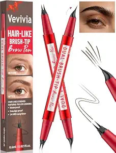 Vevivia 2-Pack Eyebrow Pen Set for Natural Hair-Like Brows, Dark Brown