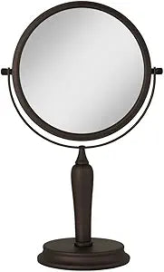 Zadro Anaheim 8.75 Round Non-Lighted Makeup Mirror 5X 1X Magnifying Makeup Mirrors Rotating Head Makeup Mirror for Desk