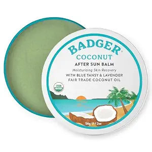 Badger Organic Coconut AfterSun Balm, Cooling & Moisturizing, 2 oz Tin