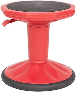 Flash Furniture Carter Adjustable Height Active Learning Stool for Classrooms, Backless Wobble Stool with 360-Degree Swivel, 14" - 18" H, Red
