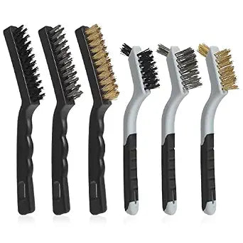 VASTOOLS Wire Brushes Cleaning Set 6Pc, 9" and 7", Wire Brushes for Cleaning Welding Slag, Rust and Dust. Includes Brass, Nylon, Stainless Steel Brushes with Strong Handle