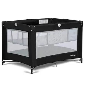 Dream On Me Zazzy Portable Playard with Bassinet in Black, Lightweight Packable and Easy Setup Baby Playard with Mattress and Travel Bag