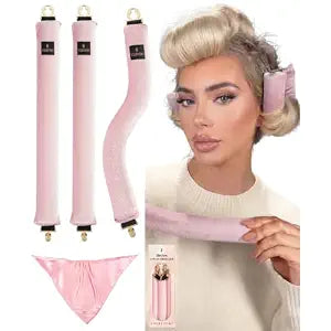 YOSHUYUKI Velvet Heatless Curls Overnight Flexible Curling Rods Heatless Curlers No Heat Damage Foam Hair Rollers for Short Long Hair to Sleep in with Triangular Satin Scarf