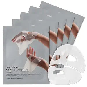 Rosemine Deep Collagen Anti-Wrinkle Lifting Overnight Mask Facial sheet masks with low molecular weight collagen for lifting, firming, and moisturizing 5 Packs