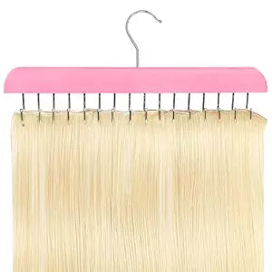 Hair Extension Holder & Hanger for Clip Ins - Weft Organizer Stand for Washing & Styling - Storage Rack Display Stand Accessories for Extensions (Pink)