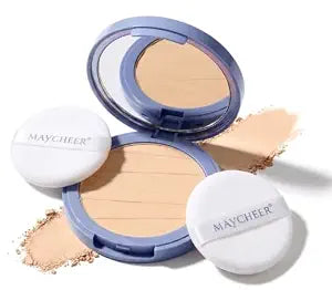Oil Control Face Pressed Powder Compact with Mirror & 2 Puffs