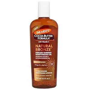 Palmer���s Cocoa Butter Formula, Natural Bronze Sunless Tanning Moisturizing Body Oil (8.5 fl oz), Face & Body Gradual Tanner, Buildable, Natural-Looking Tan in 3 Days, No Streak, 48-Hour Moisture