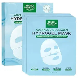Mario Badescu Advanced Collagen Hydrogel Mask Set of 3 | Face Mask with Peptides, Hyaluronic Acid & Niacinamide for Hydrating, Firming, Brightening & Soothing Skin