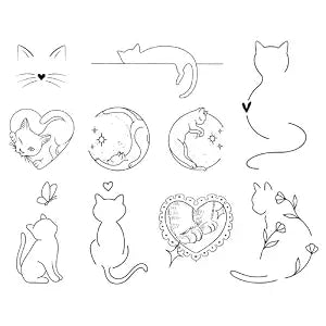 Cat Temporary Tattoo for Women Cute Kitten Semi Permanent Tattoos