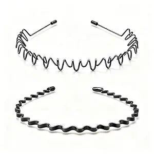 Mens Metal Headband, Wide Comb Hair Band, Thick Curly Hair 2 Pcs