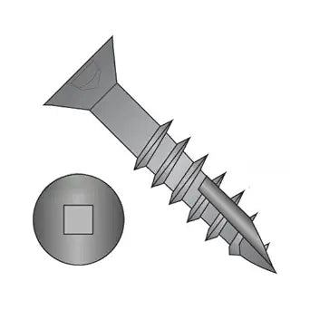 #10 x 4 Deep Thread Wood Screws/Square/Flat Head/Steel/Black Oxide/Type 17 Pt/with Nibs/Type 17 Point/with Nibs / 2/3 Thread (Carton: 500 pcs)