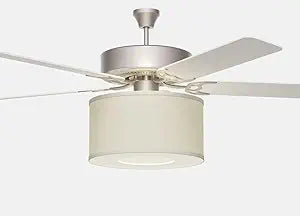 Ceiling Fan 100% Linen Shade DIY Bundle + Patented Adapters & FREE Diffuser, Fits 98% of Fan Light Kits (*YOU MUST CHECK FOR COMPATABILITY BEFORE PURCHASING*) Off-White
