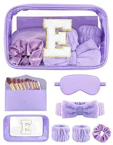 Initial Makeup Bag with Makeup Brush Set Party Favors Gifts for Women Girls