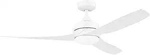 Honeywell Lynton 52" Ceiling Fan with LED Light, Contemporary Indoor or Covered Outdoor 6 Speed Fan with Dual Mounting Options & Remote Control, White