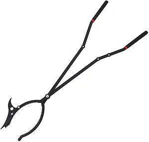40" Fire Pit Tools 2-in-1: Heavy Duty Fire Tongs with Removable Fork, Serrated Anti-Slip Jaws & Heat Resistant Handle, for Camping, Backyard, Fireplace