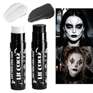 Black White Face Body Paint Stick Set,Facepaint Sticks for Halloween Makeup