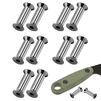 10 Packs Knife Handle Screws Rivets Bolts Fasteners,Hex Flat Head Screws for Blade Fixing & DIY