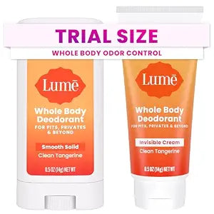 Lume Whole Body Deodorant - Cream + Solid Stick Mini Bundle 0.5oz Tangerine