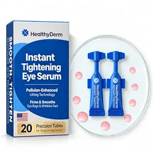 Instant Tightening Eye Serum: Rapid Reduction Cream Eye Lift Tightener - Firms the Look of Eye Bags, Wrinkles, Puffiness in 3 Minutes - Natural Polysaccharide Formula - 20 Precision Tubes
