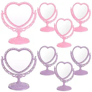 Lineshading 8 Pcs Heart Mirror Purple Pink Heart Shaped Mirror Spa Party Supplies for Girls Makeup Spa Birthday Party Favors