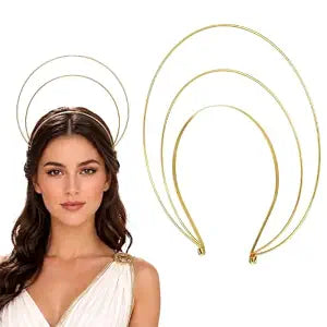 Beavorty Angel Halo Crown 3 Layer Metal Gold Halo Headband Queen Headwear Halo Crown Goddess Halo Headband Vintage Hairband for Wedding Cosplay Halloween Headdress DIY