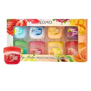 8-Pack Fruit Flavor Lip Balm Set, Mini Lip Mask for Daily Moisture & Overnight Care Helps Soothe Dry Lips