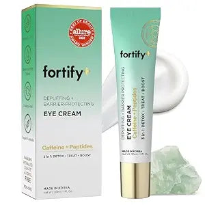 Fortify Skincare Under Eye Cream With Caffeine & Peptides – 3-In-1: Detox, Treat, Boost – Reduces Puffiness, Dark Circles & Wrinkles – Dermatologist Tested, Korean Skin Care – 95% Natural – 1 FL OZ
