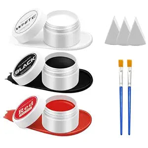 Halloween Clown Makeup Kit, Red Black and White Face Body Paint