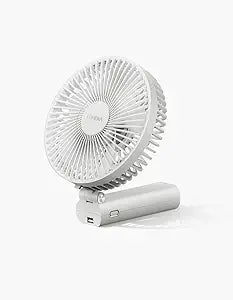 LUMENA Fan Pro Max - Foldable Handheld Fan with Cradle | with USB Type C Rechargeable 4800mAh Battery, 4-Speed, 5.7" Head, Portable for Desk or Travel (White)