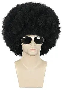 karlery Adult Men Women Afro 70s 80s Curly Black Wig Rocker Party Wig