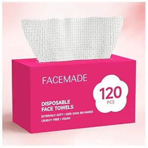 FACEMADE 120 Count Disposable Face Towels, Soft & Fresh