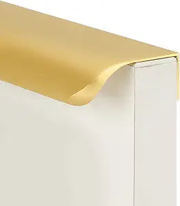 goldenwarm 10 Pack 5 Inch Matte Gold Finger Pulls Cabinet Edge Pulls Brushed Brass Drawer Handles Edge Hardware for Kitchen Cupboard